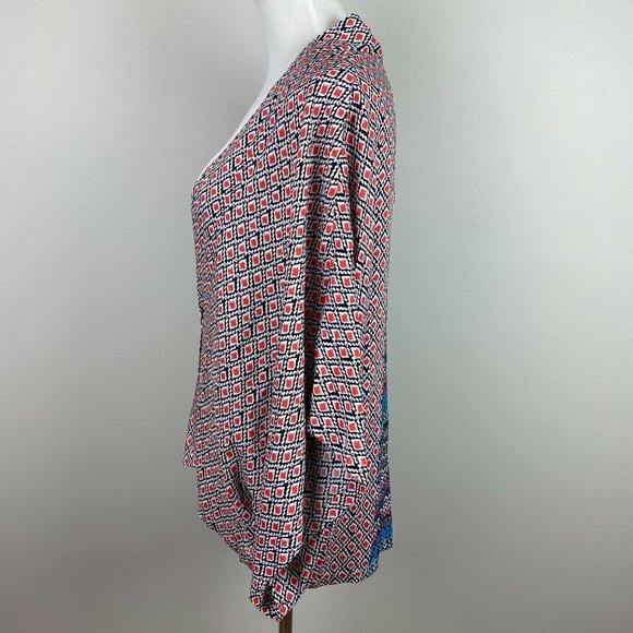 Umgee Cardigan Kimono Womens S M Printed Multicolor‎ 3/4 Sleeve High Low Button - Picture 8 of 11